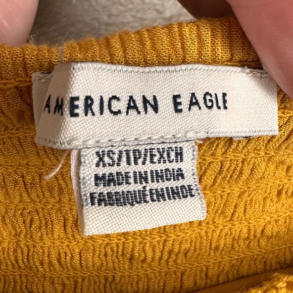 American Eagle Outfitters Mustard Crochet Blouse Size XS - Picture 2 of 6